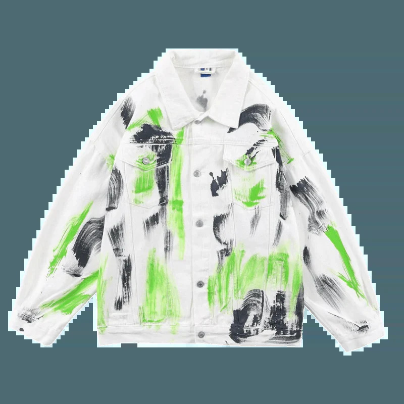 graffiti white denim jacket edgy & urban streetwear 4235