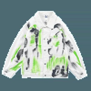 graffiti white denim jacket edgy & urban streetwear 5542
