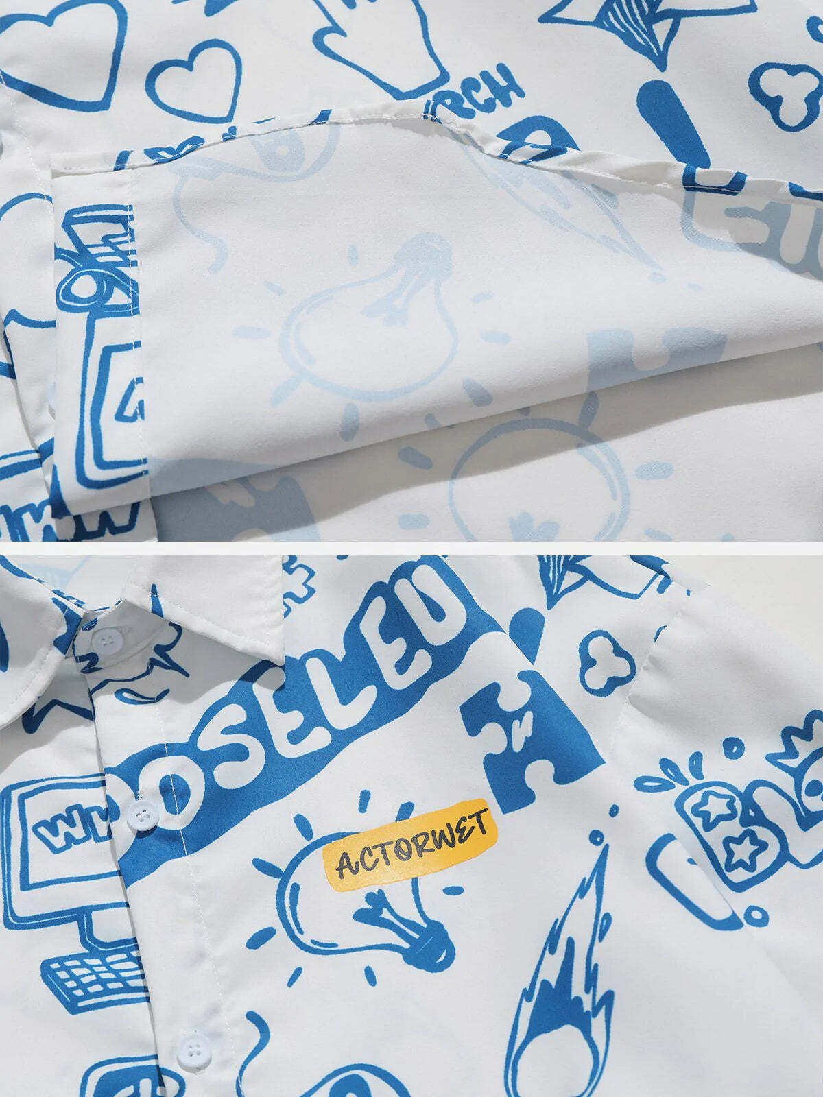 handdrawn cartoon print shirt quirky & vibrant streetwear 3940