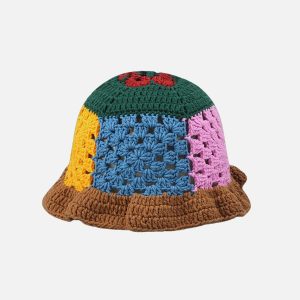 handmade crochet bucket hat edgy  retro streetwear accessory 5687