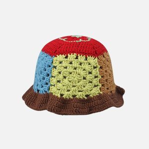 handmade crochet bucket hat edgy  retro streetwear accessory 8246