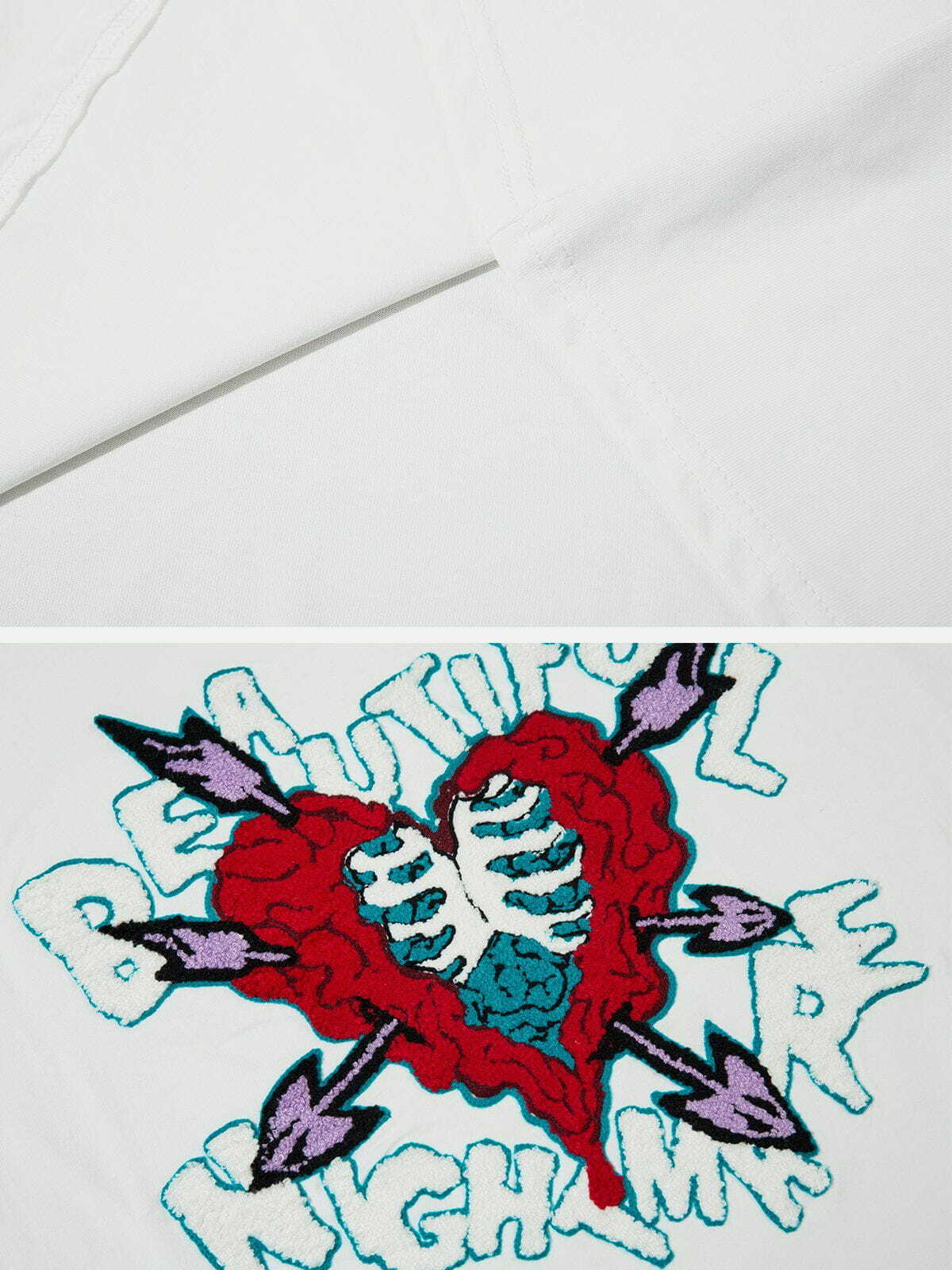 heartshaped embroidery tee quirky & vibrant y2k fashion 8733