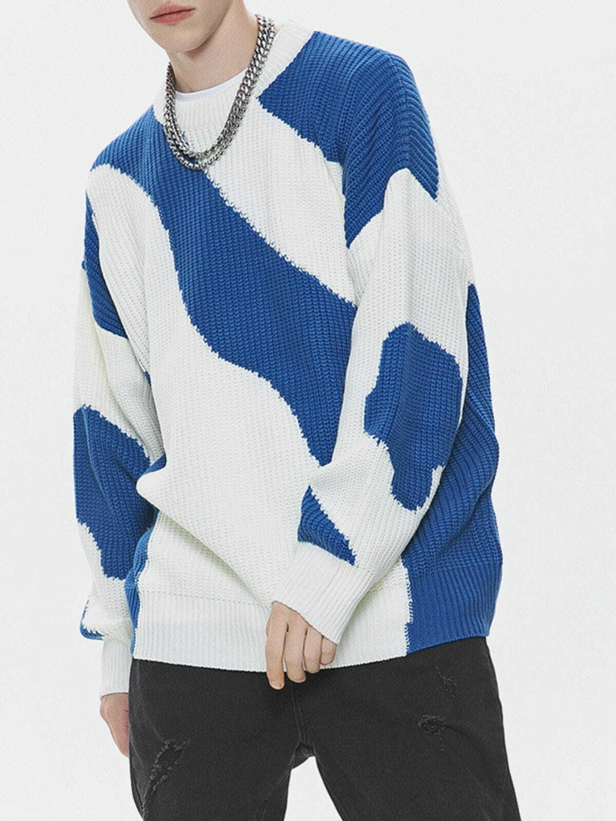 irregular contrast sweater edgy & urban streetwear icon 7242