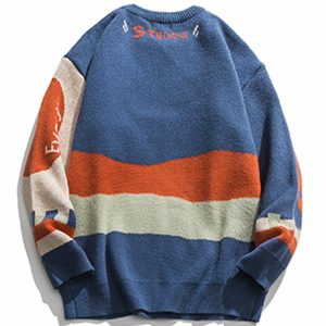 knit mountain pattern sweater retro & vibrant y2k style 3288