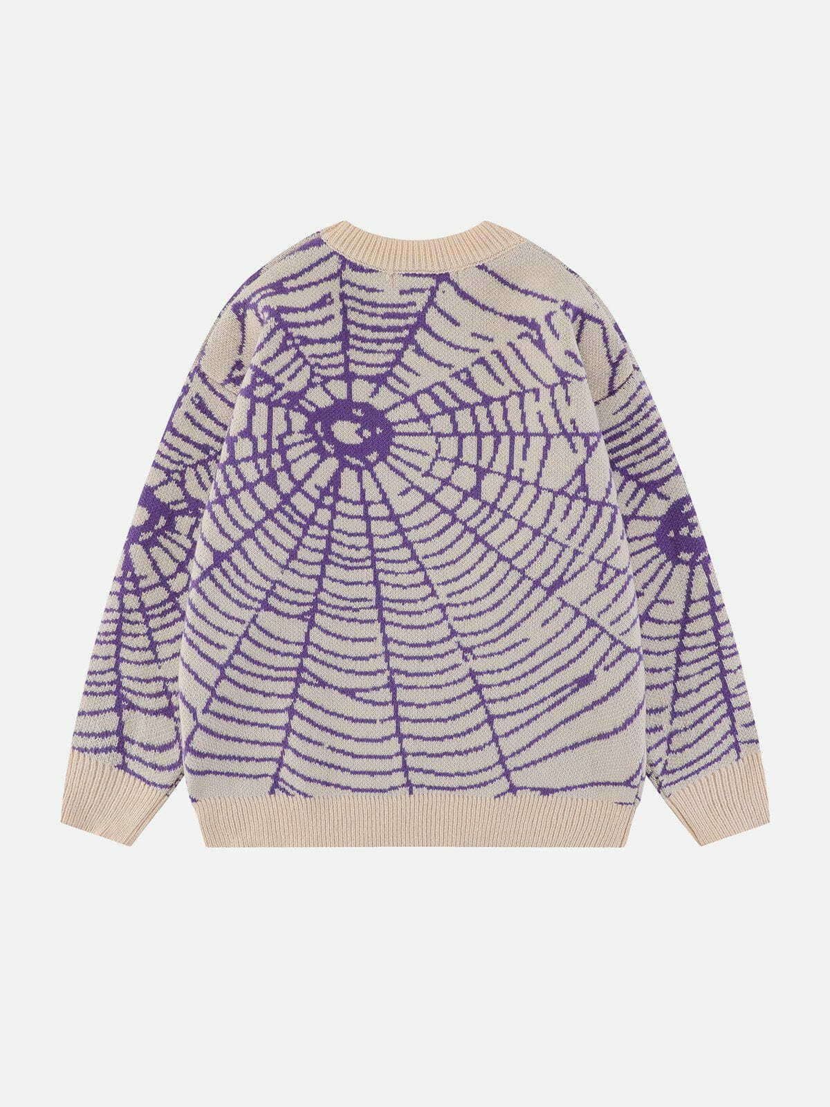 knit spider web sweater edgy streetwear chic 6691