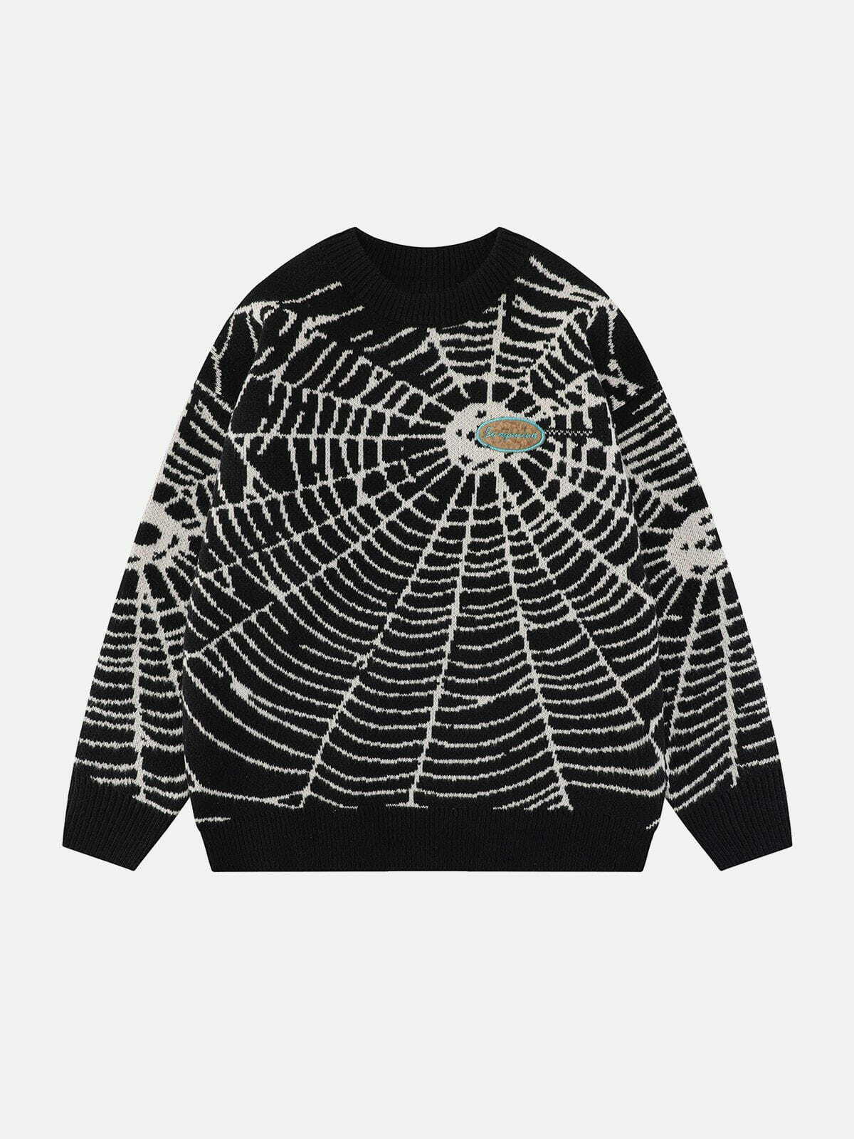 knit spider web sweater edgy streetwear chic 7936