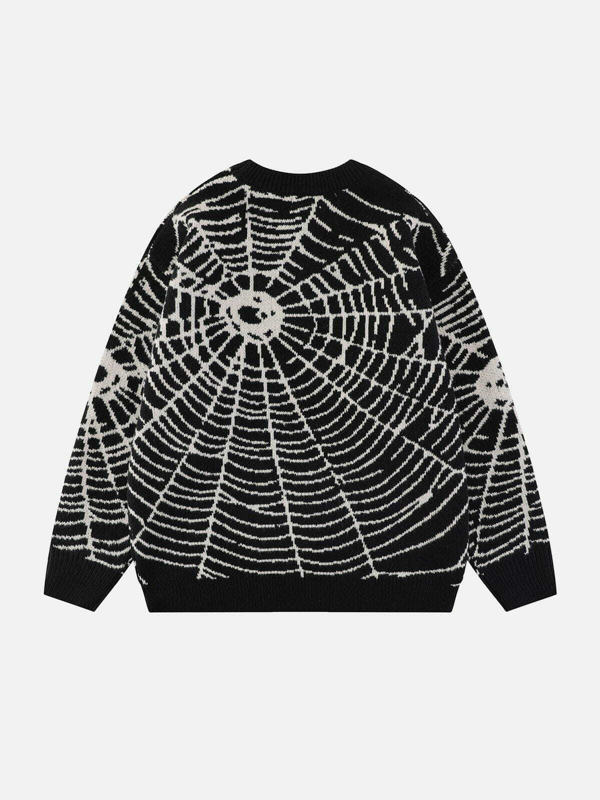 knit spider web sweater edgy streetwear chic 8542