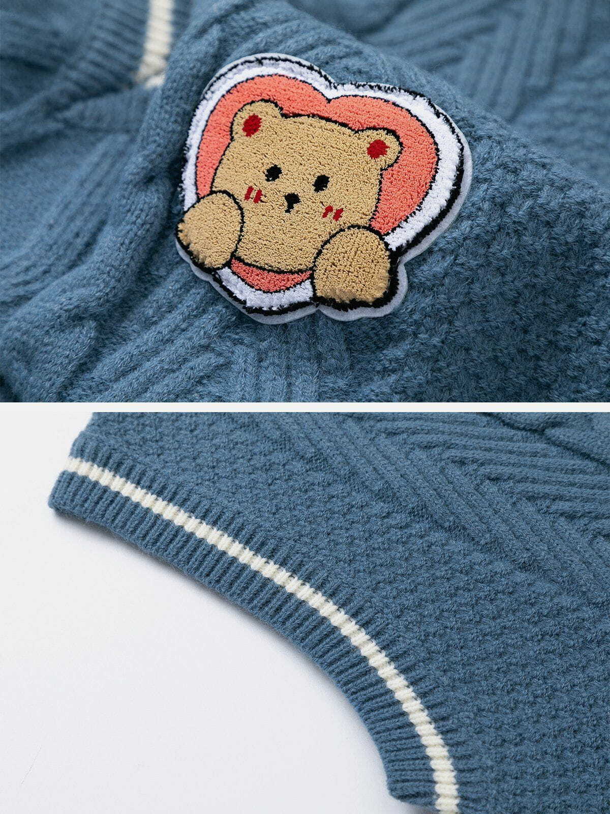 knitted sweater vest love bear applique delight 1032