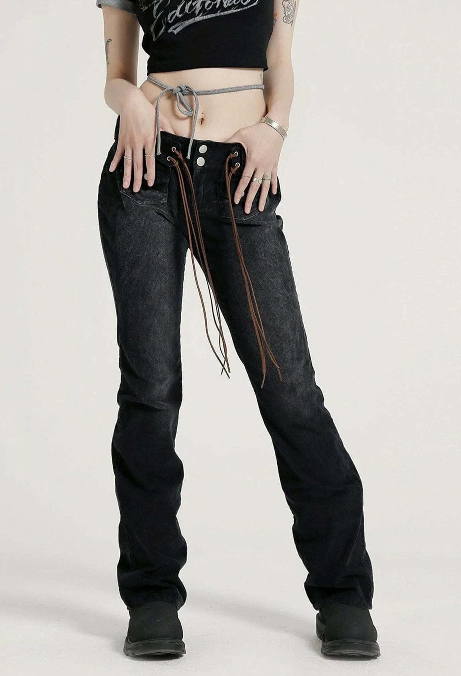 laceup flared jeans edgy streetwear essential 3954
