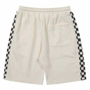 lattice print side shorts urban chic streetwear 4502