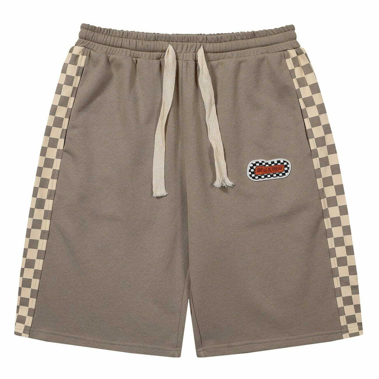 lattice print side shorts urban chic streetwear 5044