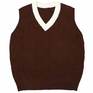 lattice sweater vest retro streetwear essential 2539