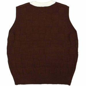 lattice sweater vest retro streetwear essential 7041