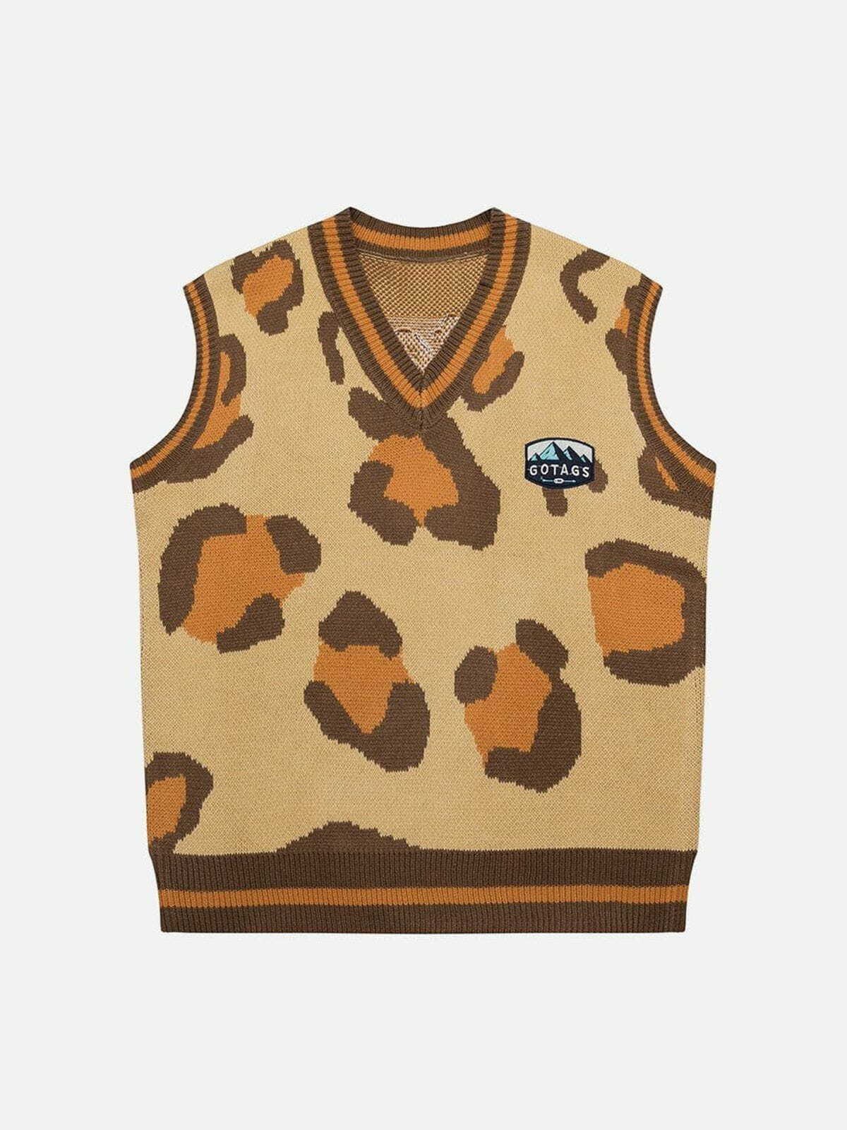 leopard print vest edgy  retro animal patterned sleeveless top 7617