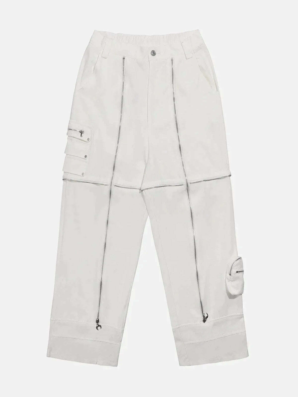 loose pants with zipper detail edgy & versatile streetwear 4042