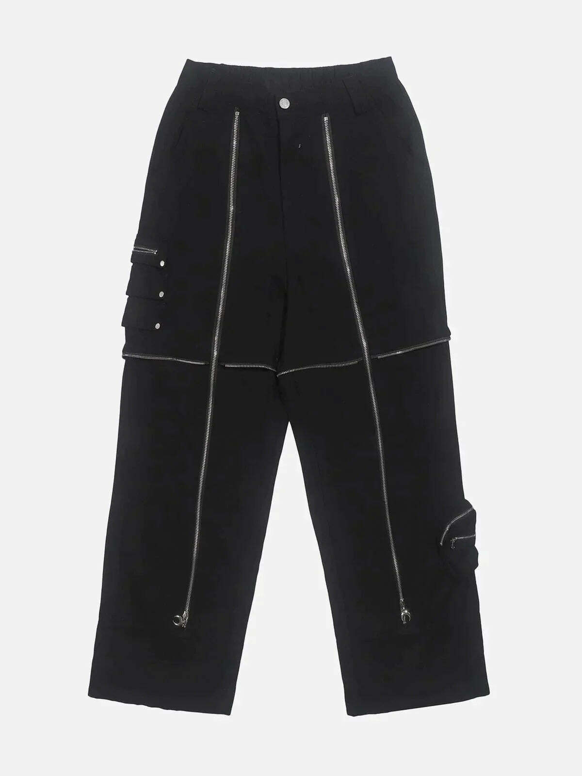 loose pants with zipper detail edgy & versatile streetwear 6663