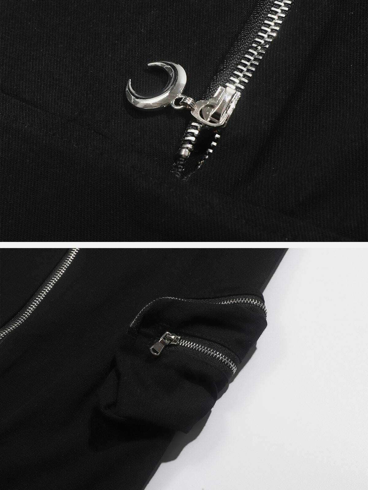 loose pants with zipper detail edgy & versatile streetwear 7534