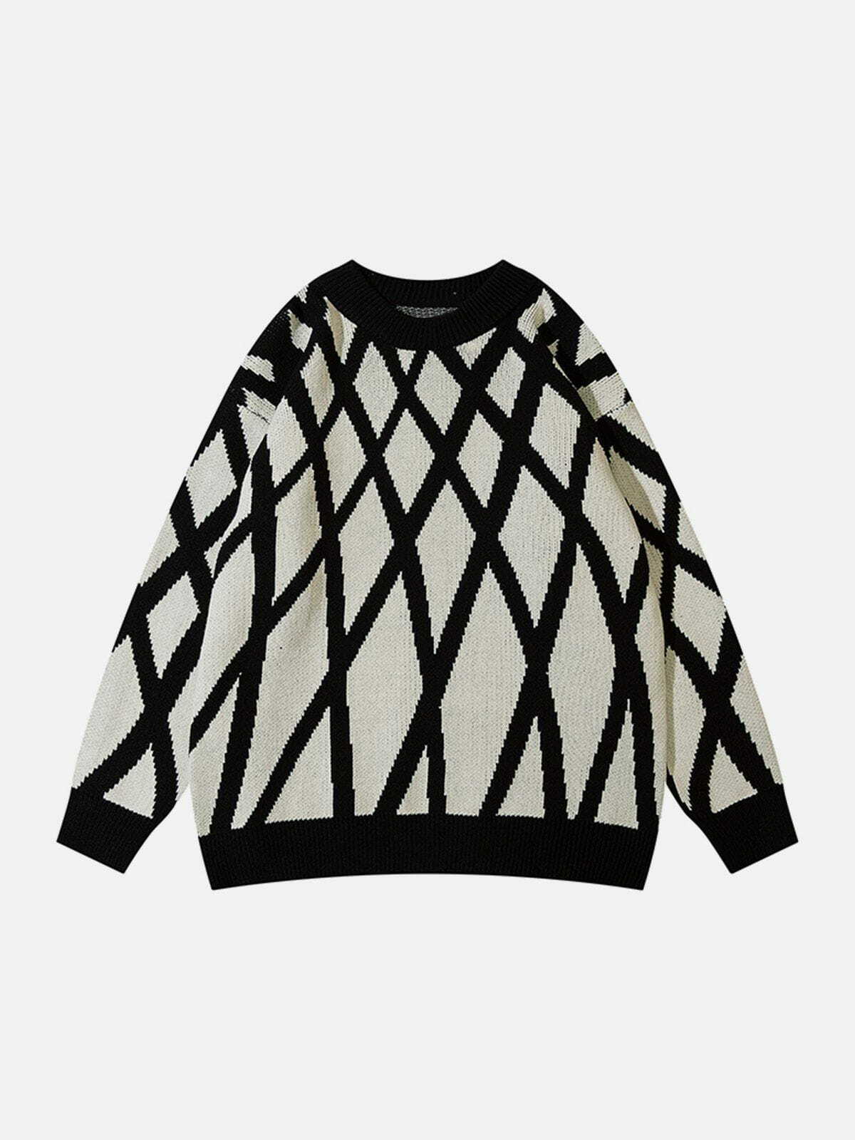 mesh jacquard knit sweater edgy retro streetwear 8775