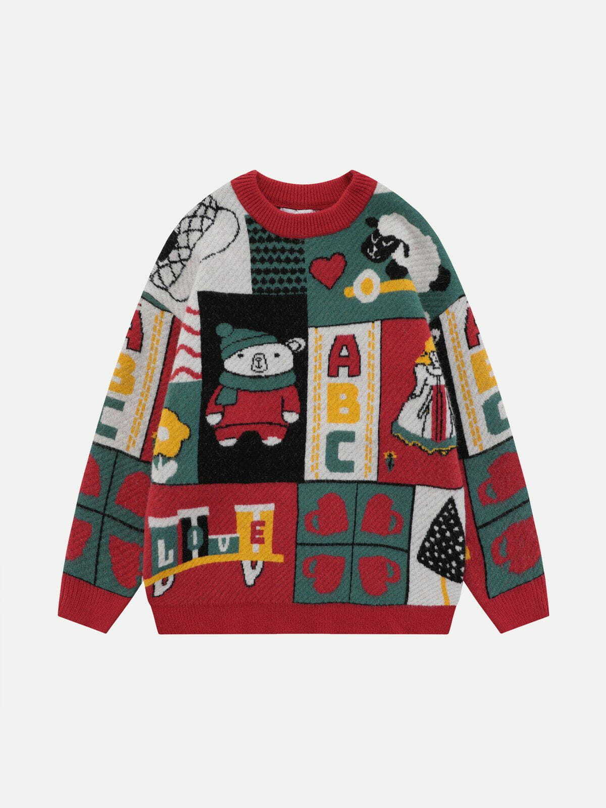 midnight bear graphic sweater edgy y2k streetwear 3548