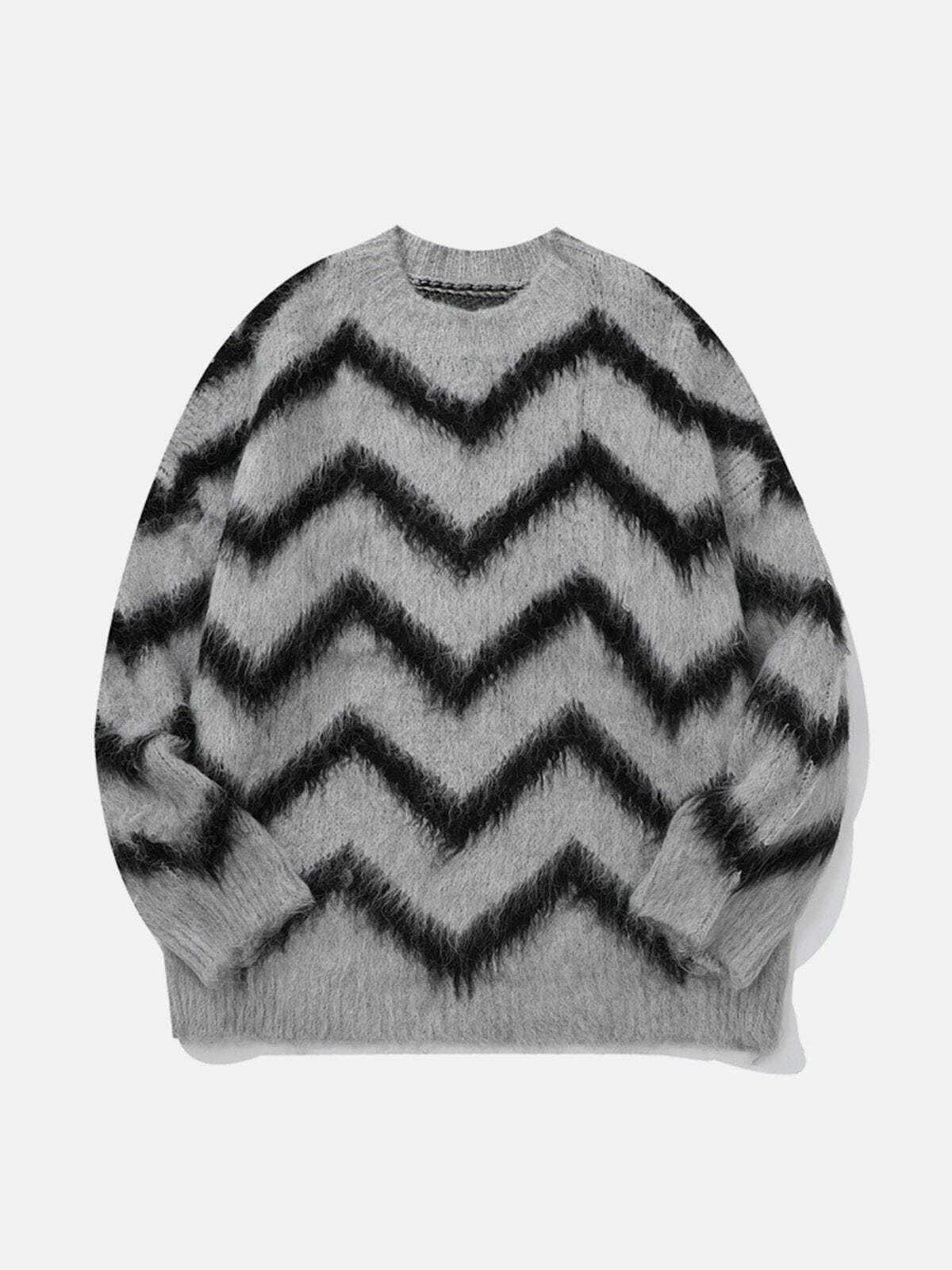 mohair striped sweater edgy & retro streetwear glamour 3076