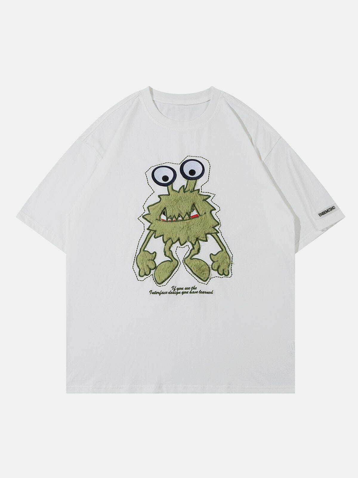 monster embroidery print tee quirky streetwear statement 6170