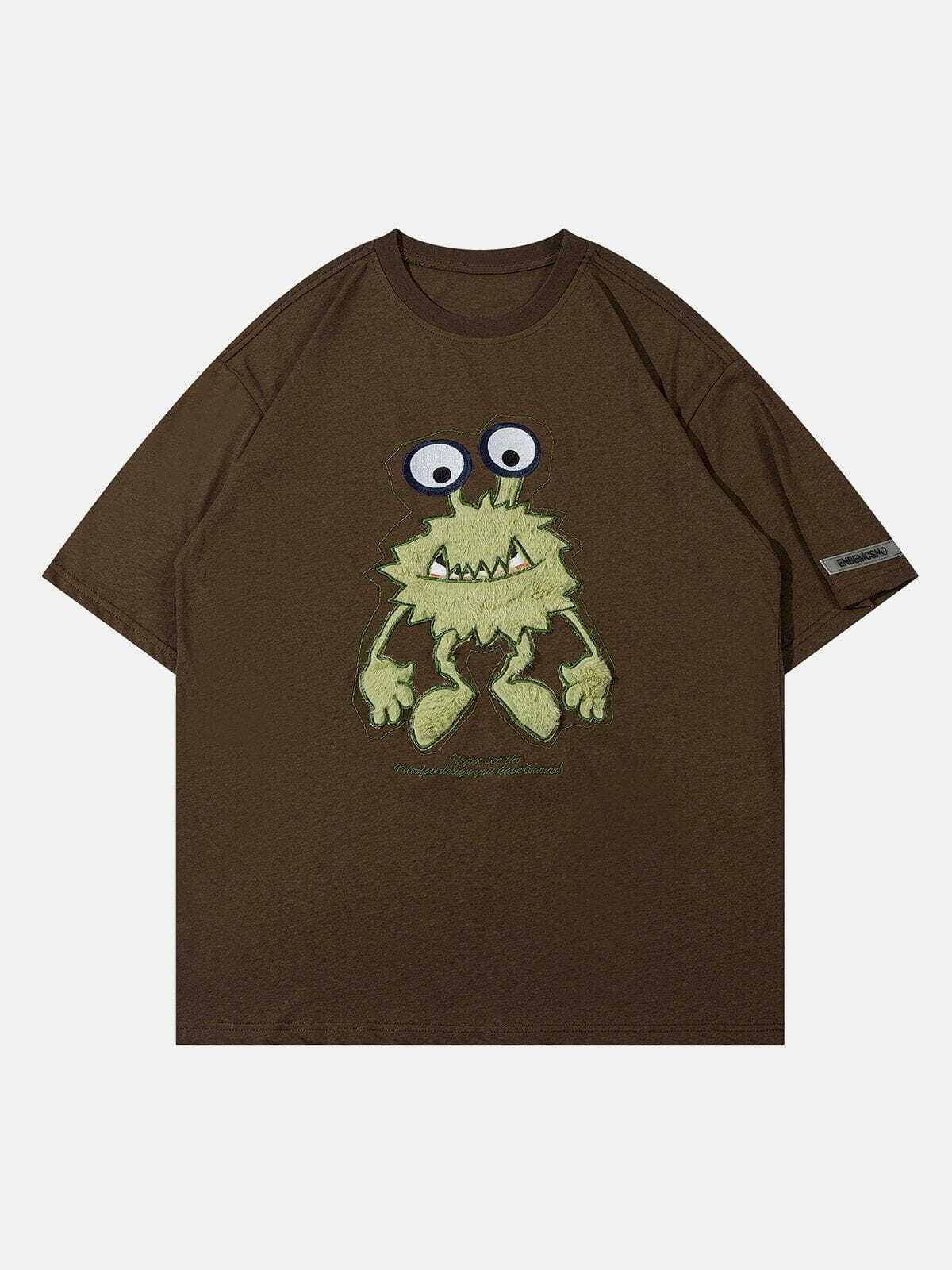 monster embroidery print tee quirky streetwear statement 8200