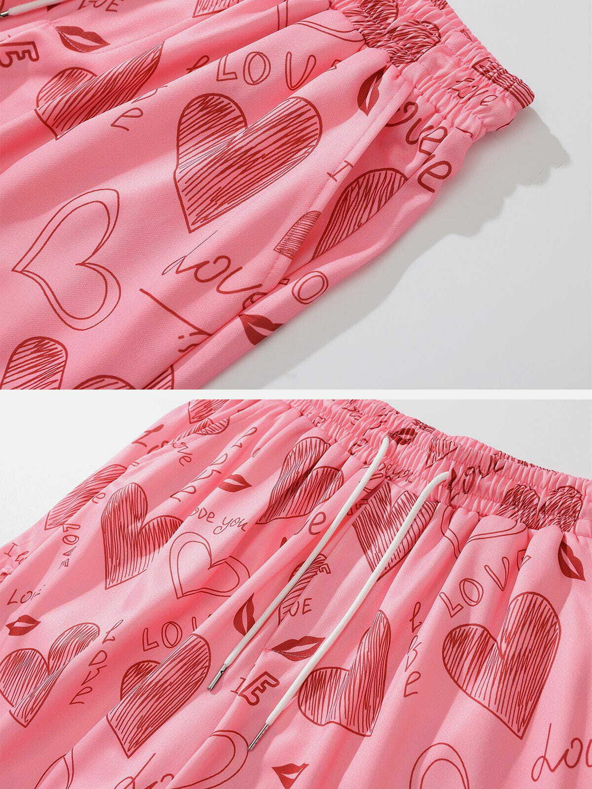 mosaic heart print shorts retro & vibrant streetwear glamour 2497