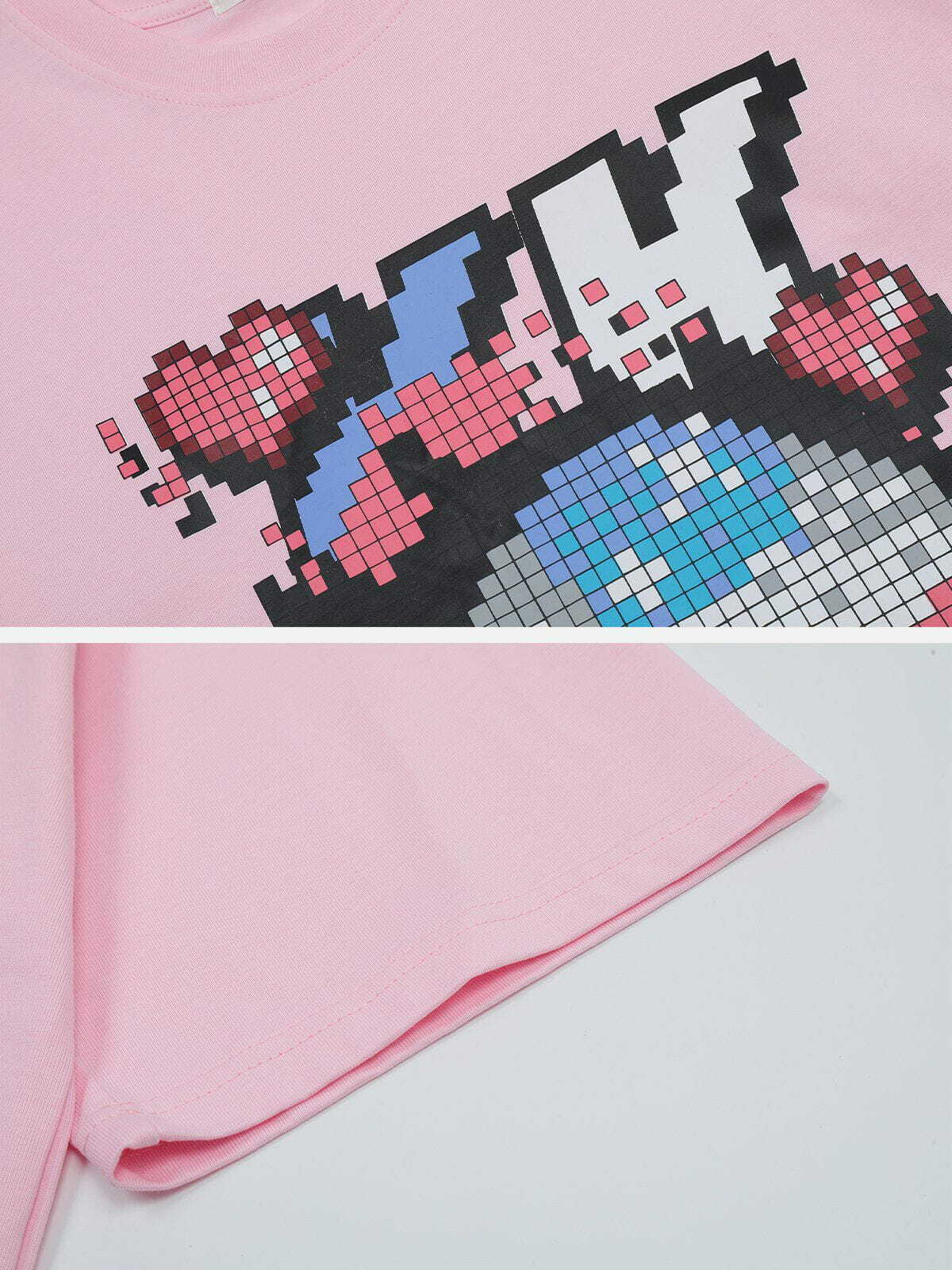 mosaic pixel heart graphic tee retro & edgy streetwear icon 7036