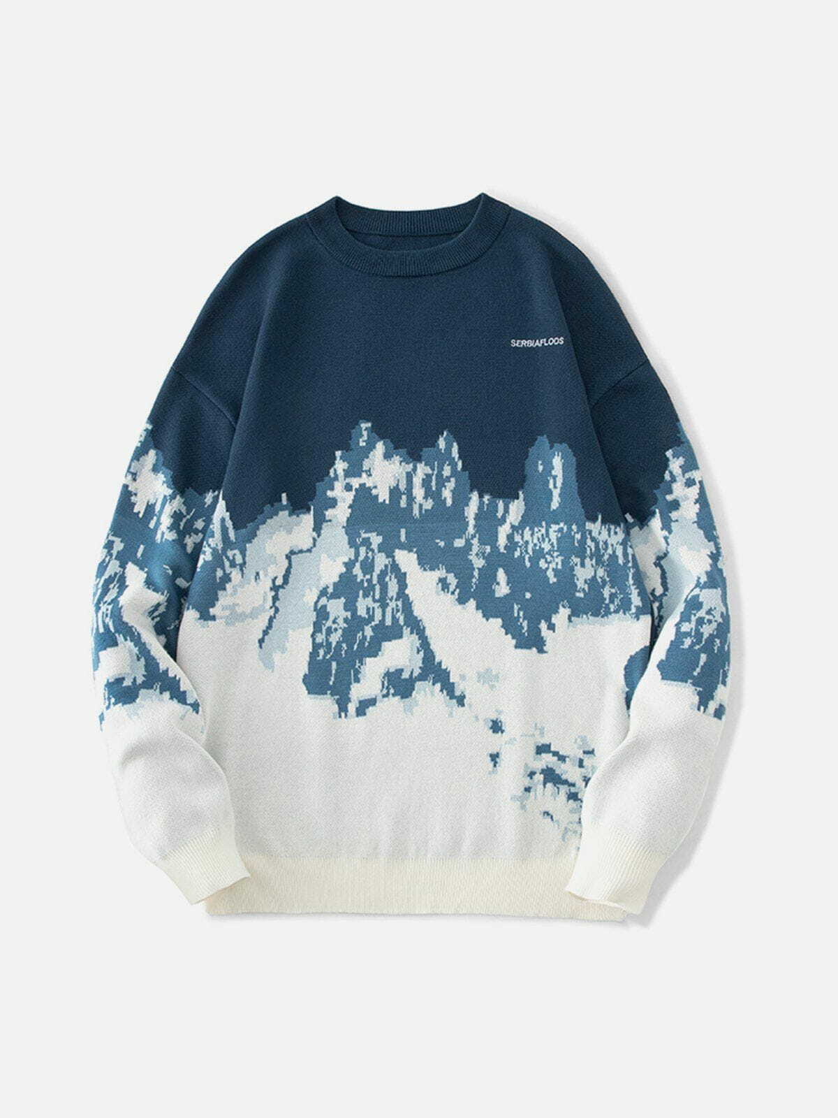 mountain landscape jacquard sweater edgy y2k streetwear 2072