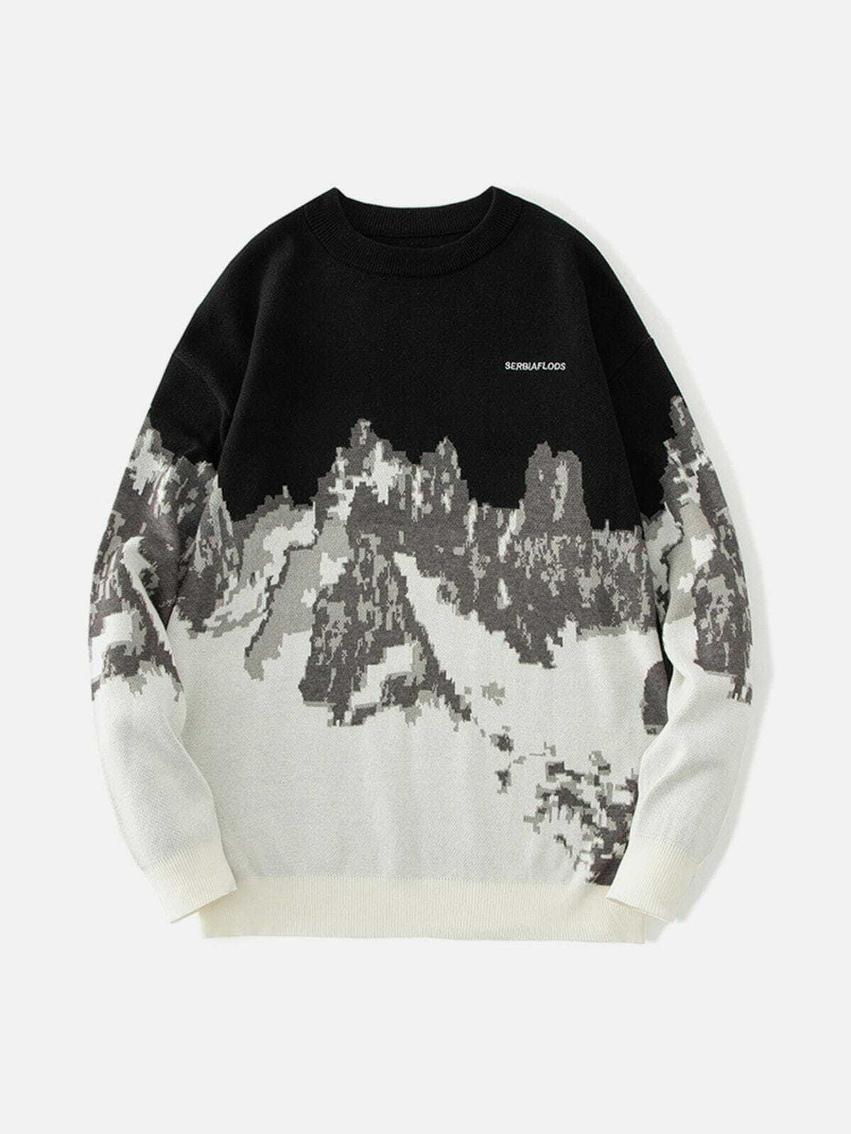 mountain landscape jacquard sweater edgy y2k streetwear 4339