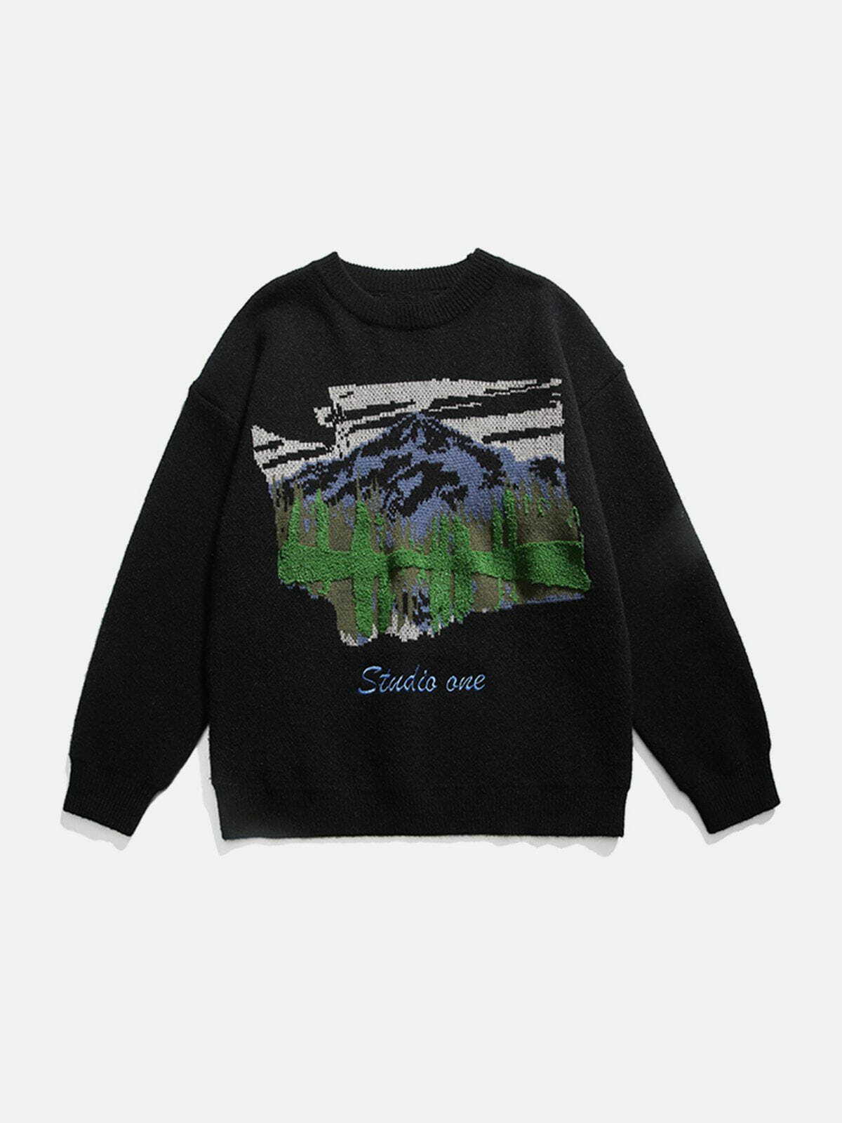 mountain landscape oil painting sweater natureinspired y2k fashion 3360