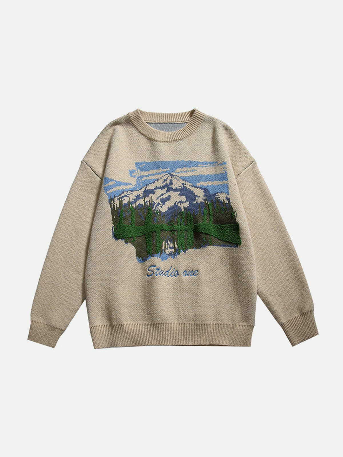 mountain landscape oil painting sweater natureinspired y2k fashion 7434
