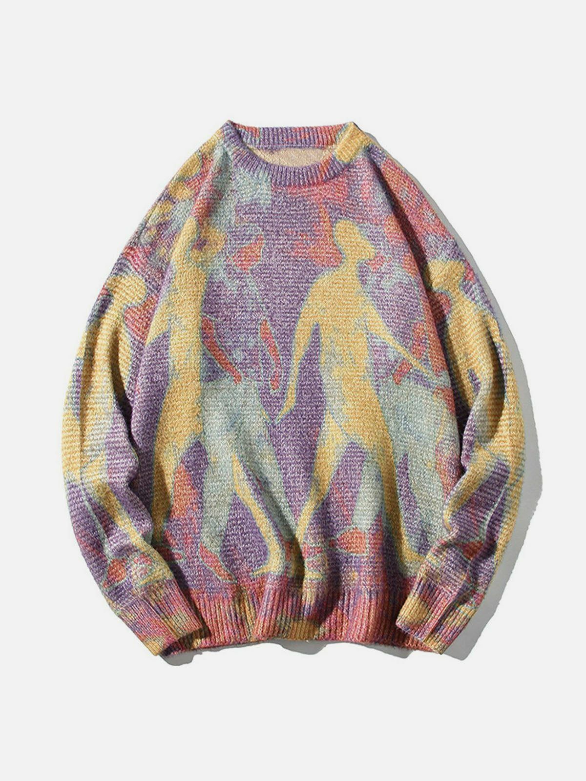 neon color block knit sweater vibrant streetwear essential 8605