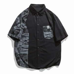 paneled short sleeve shirt urban chic essential 1005