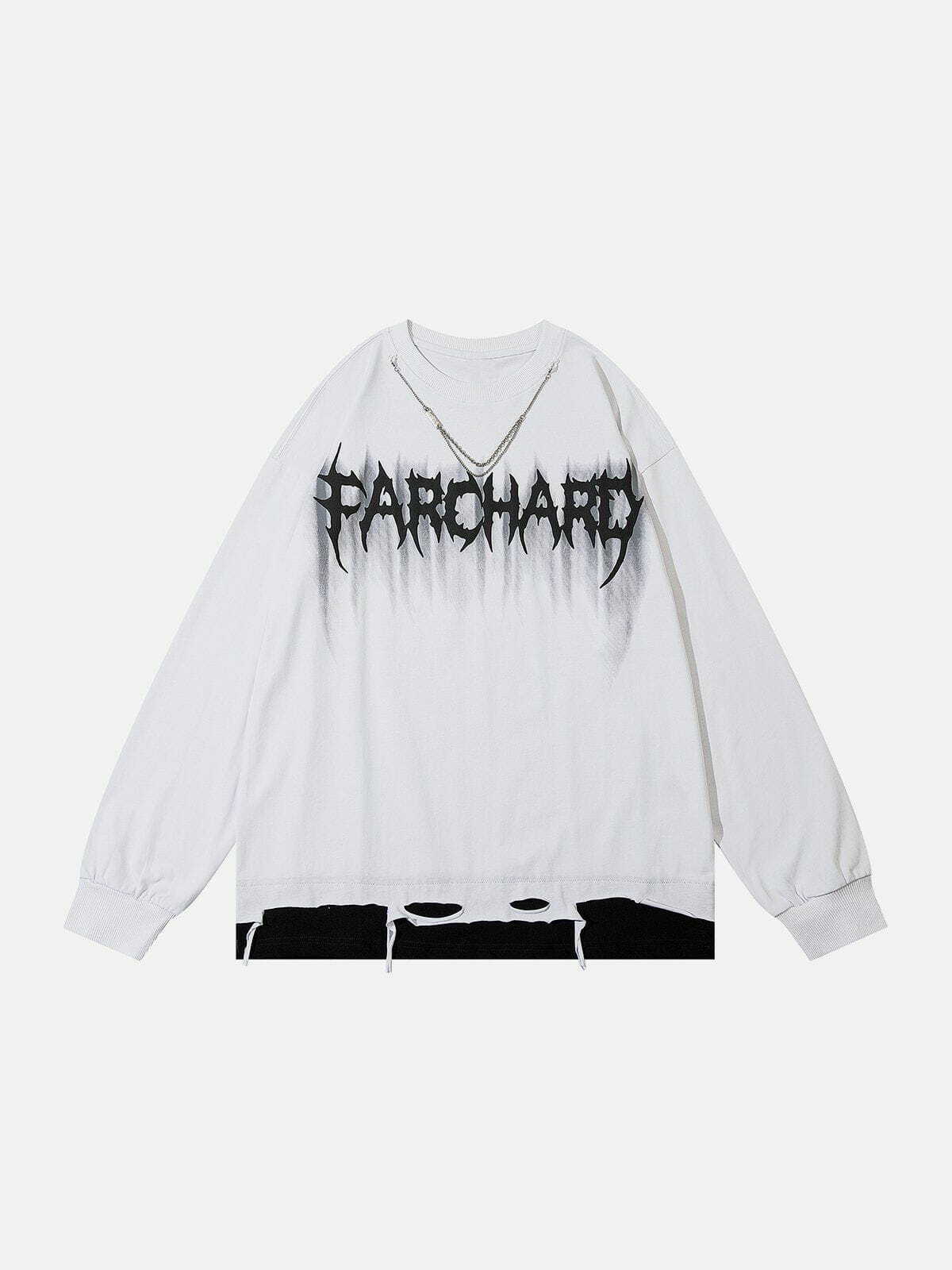 patchwork chain sweatshirt urban chic statement piece 7453