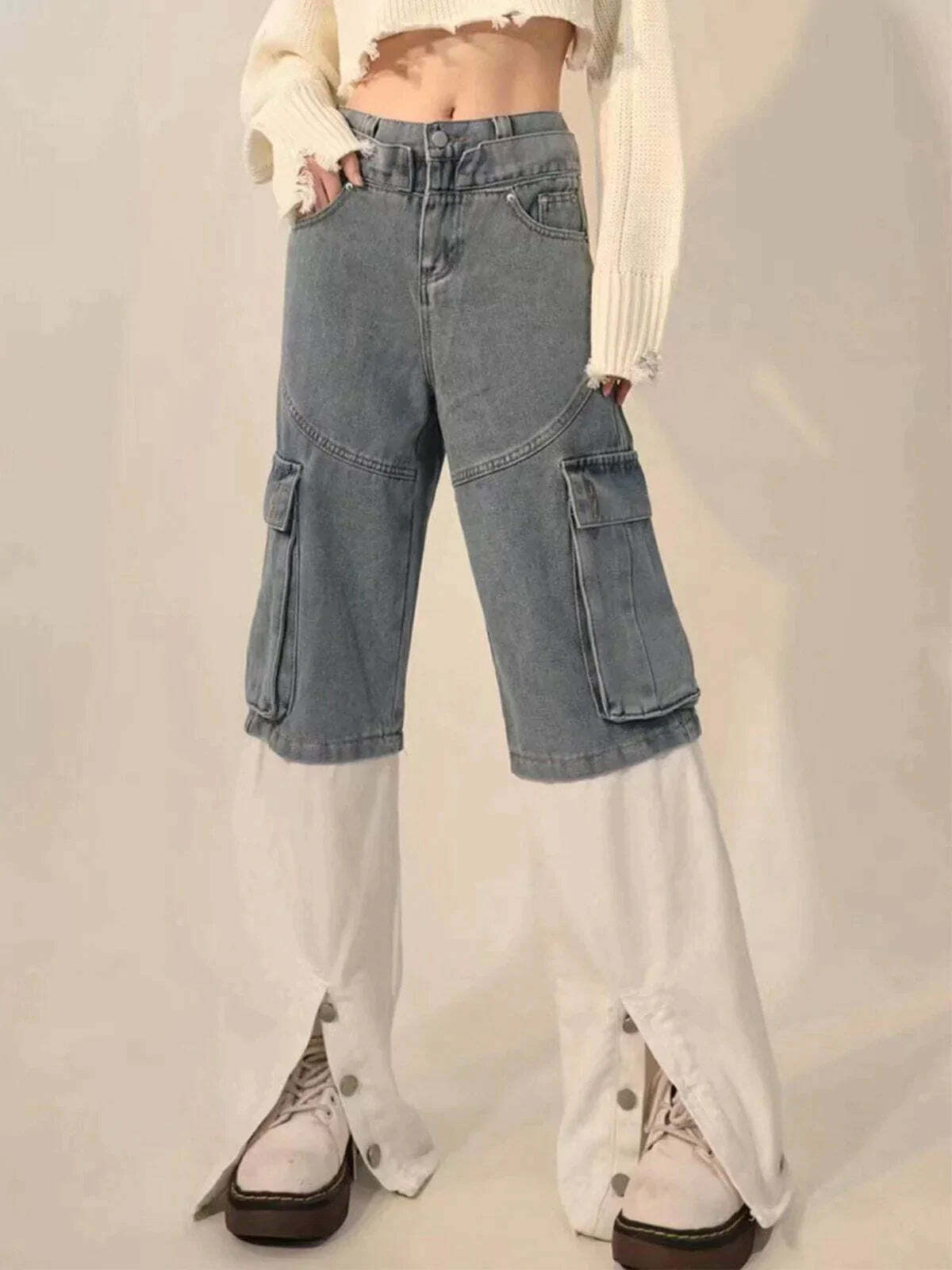 patchwork denim jeans vintage & edgy urban style 5544