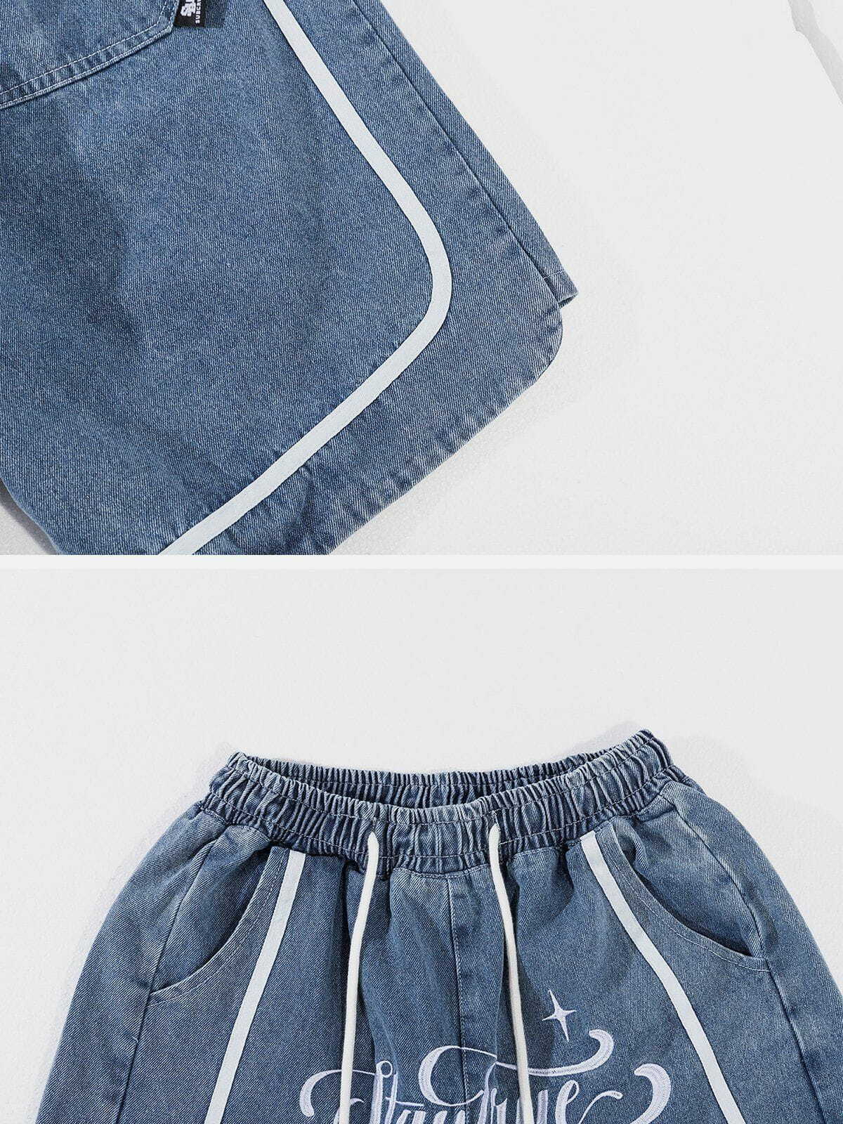 patchwork denim shorts edgy streetwear statement 4068