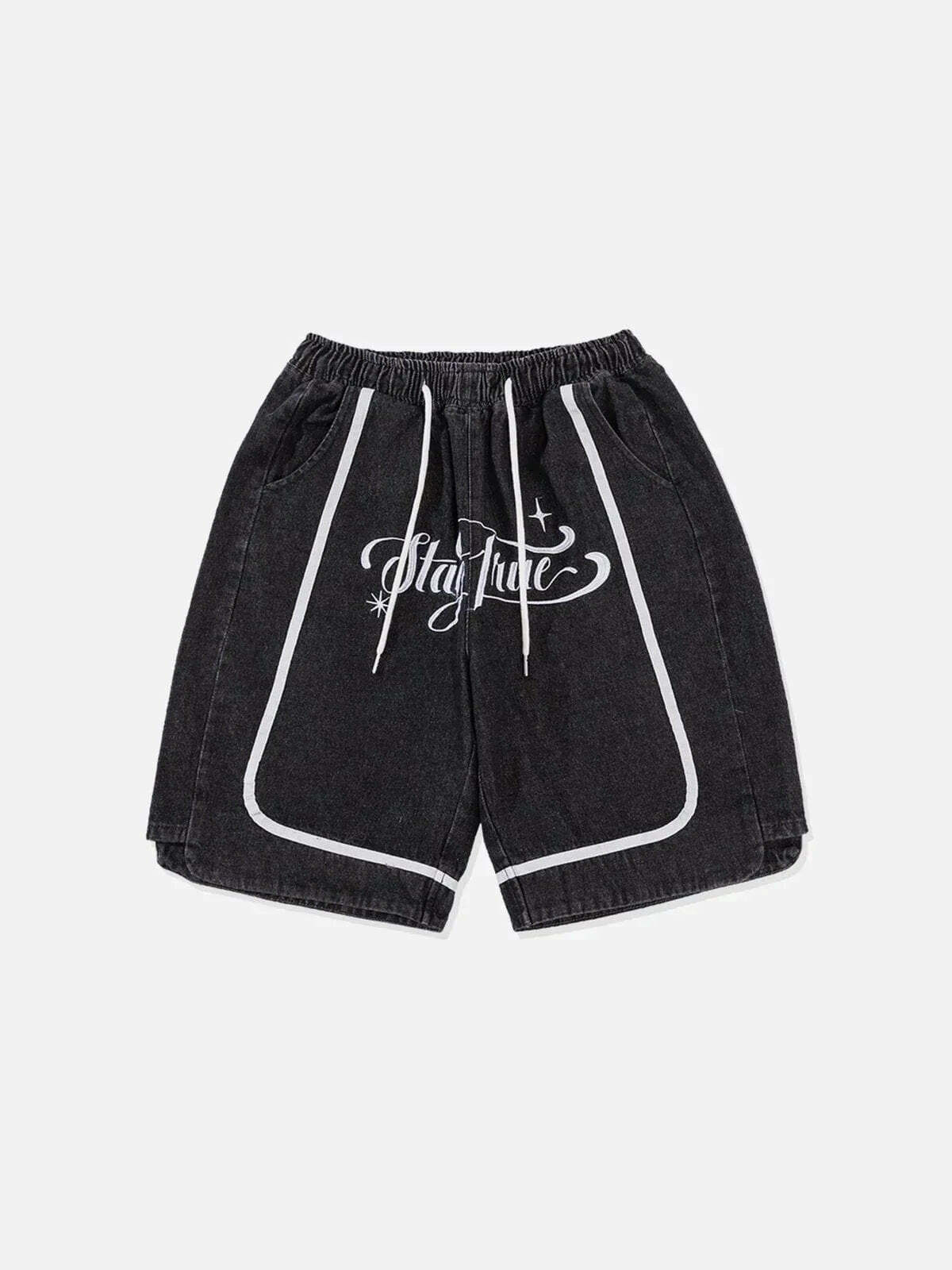 patchwork denim shorts edgy streetwear statement 6966