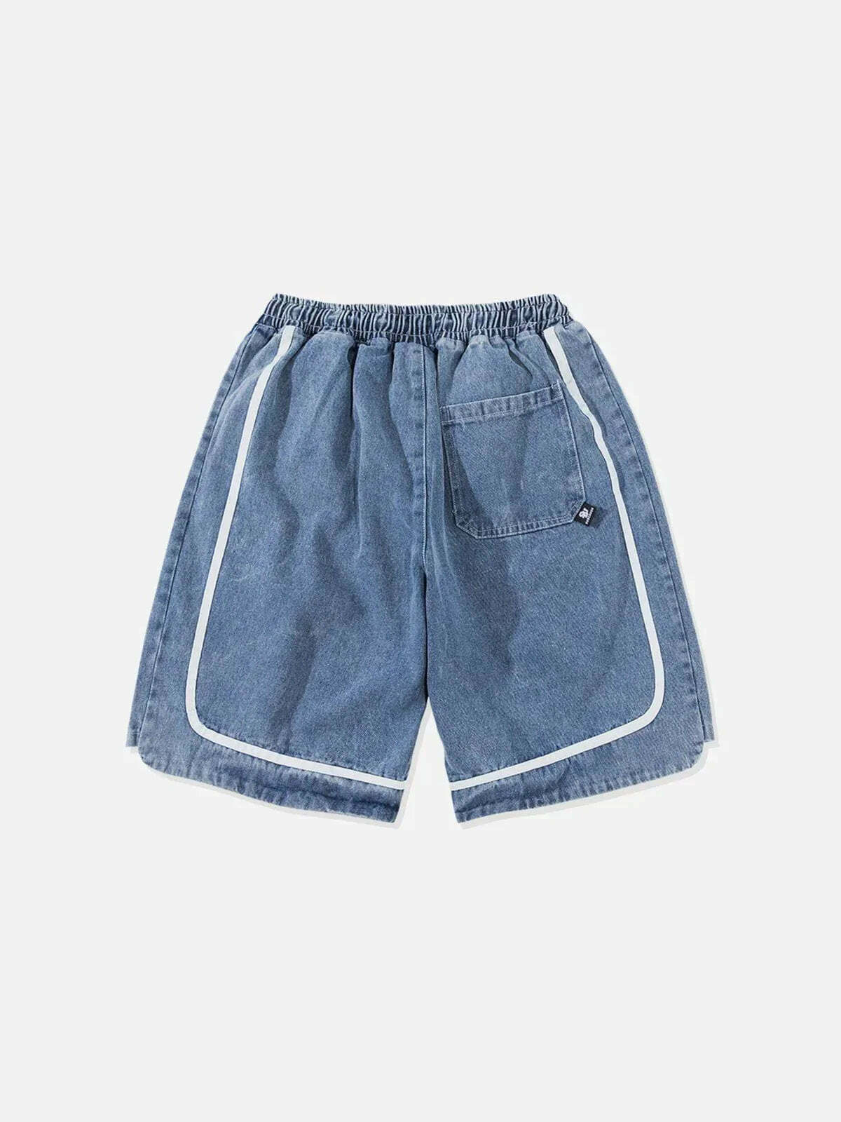 patchwork denim shorts edgy streetwear statement 7231