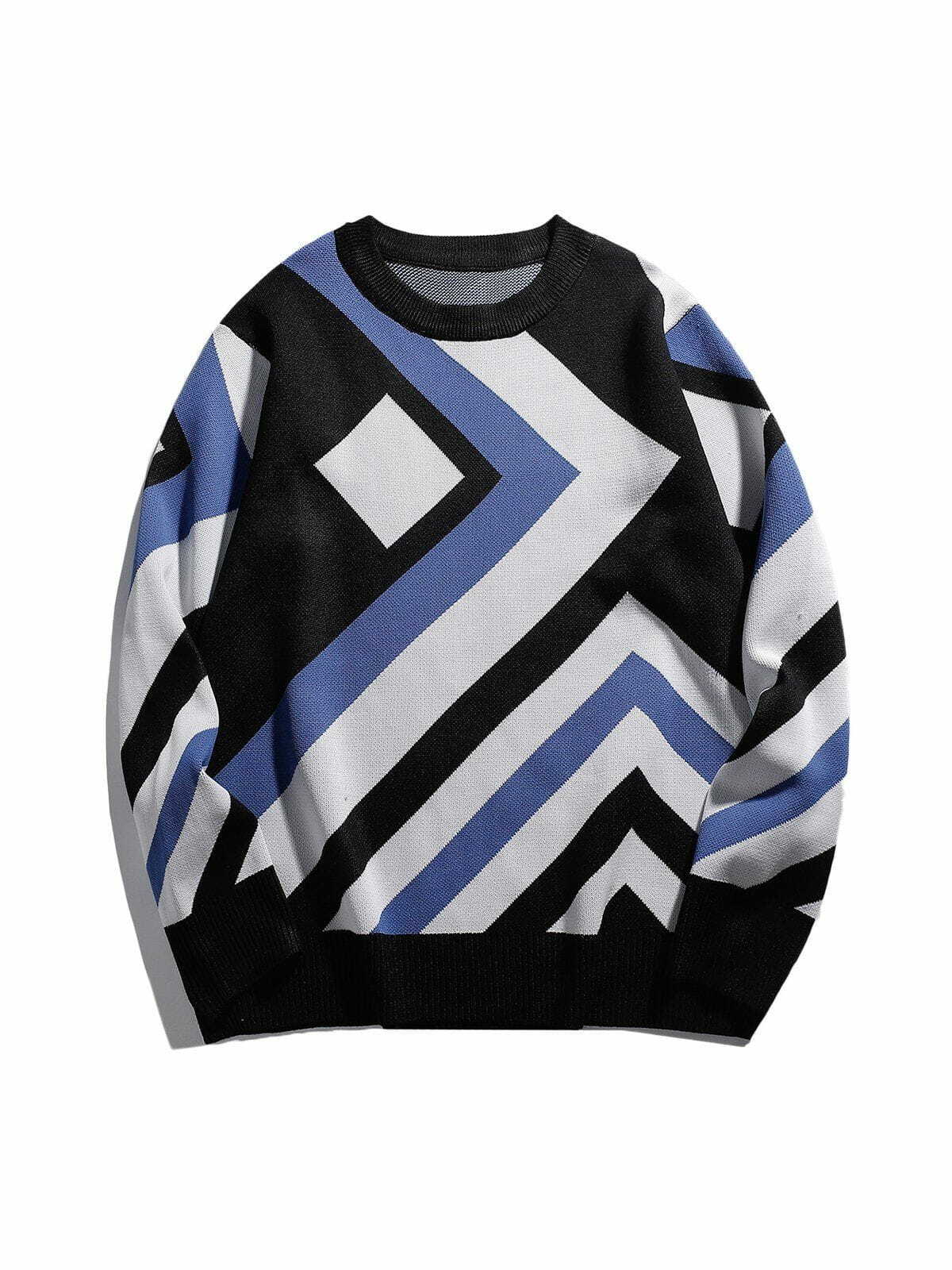 patchwork edgy casual sweater retro streetwear icon 3130