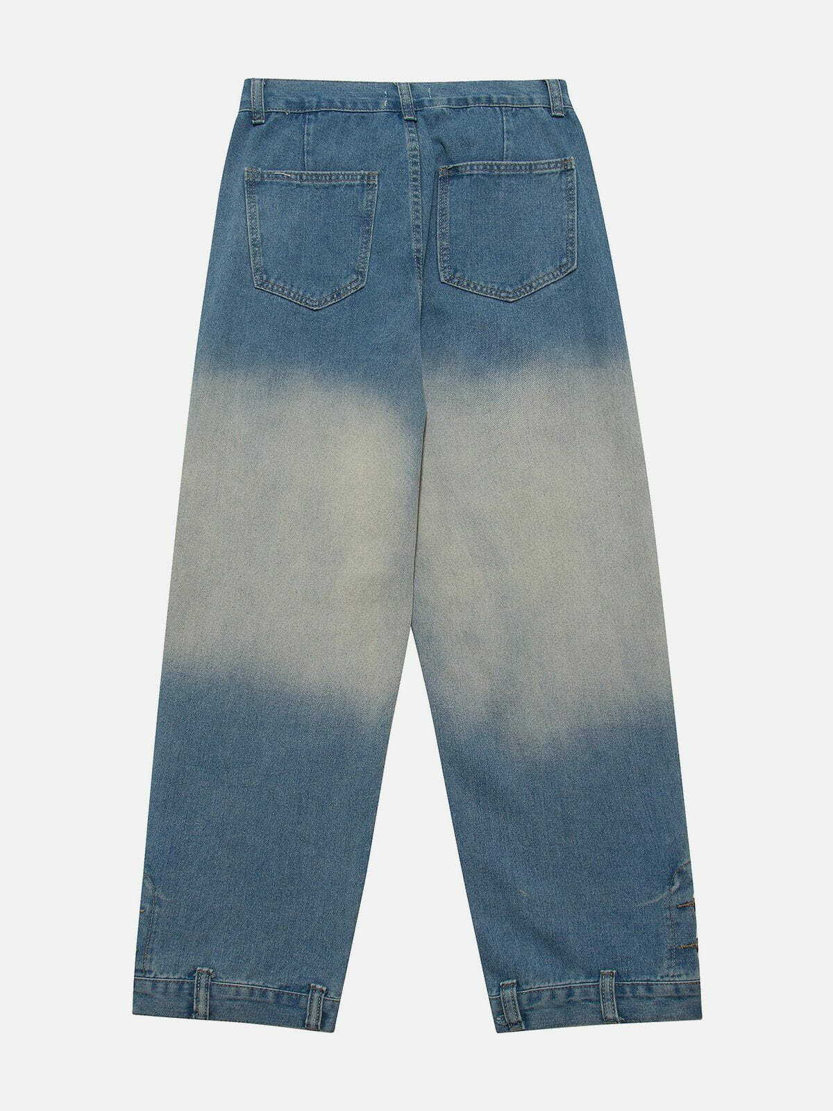 patchwork gradient jeans retro urban chic 7295