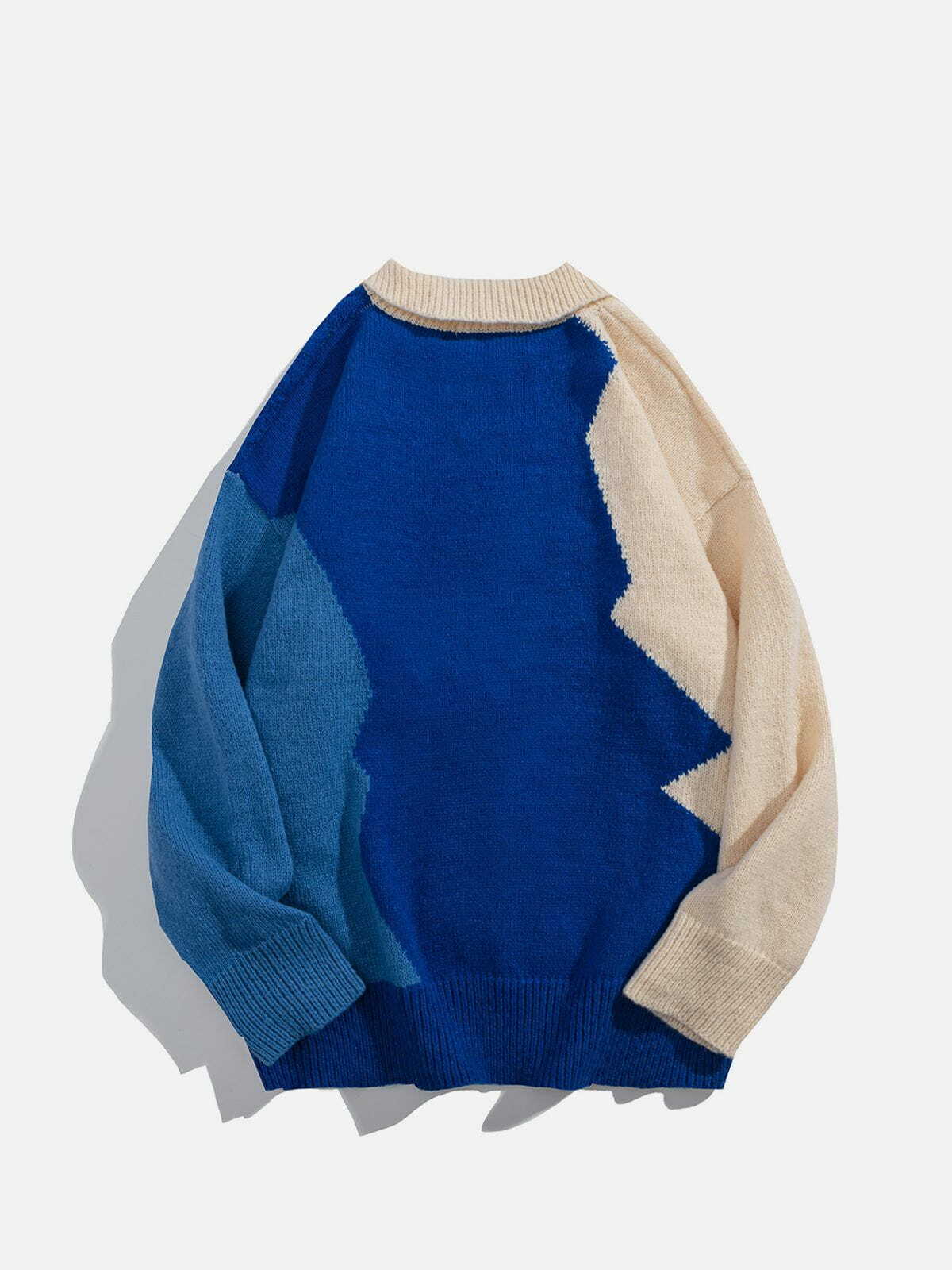 patchwork polo collar sweater edgy urban y2k fashion 4659