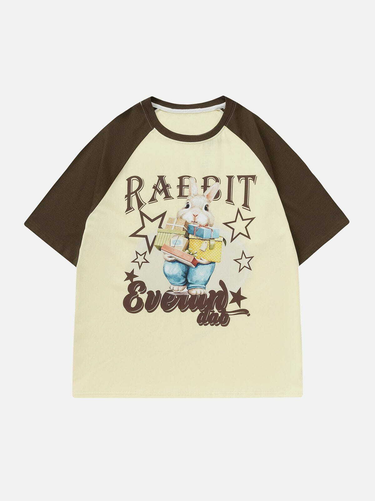 patchwork rabbit graphic tee quirky y2k streetwear 4086