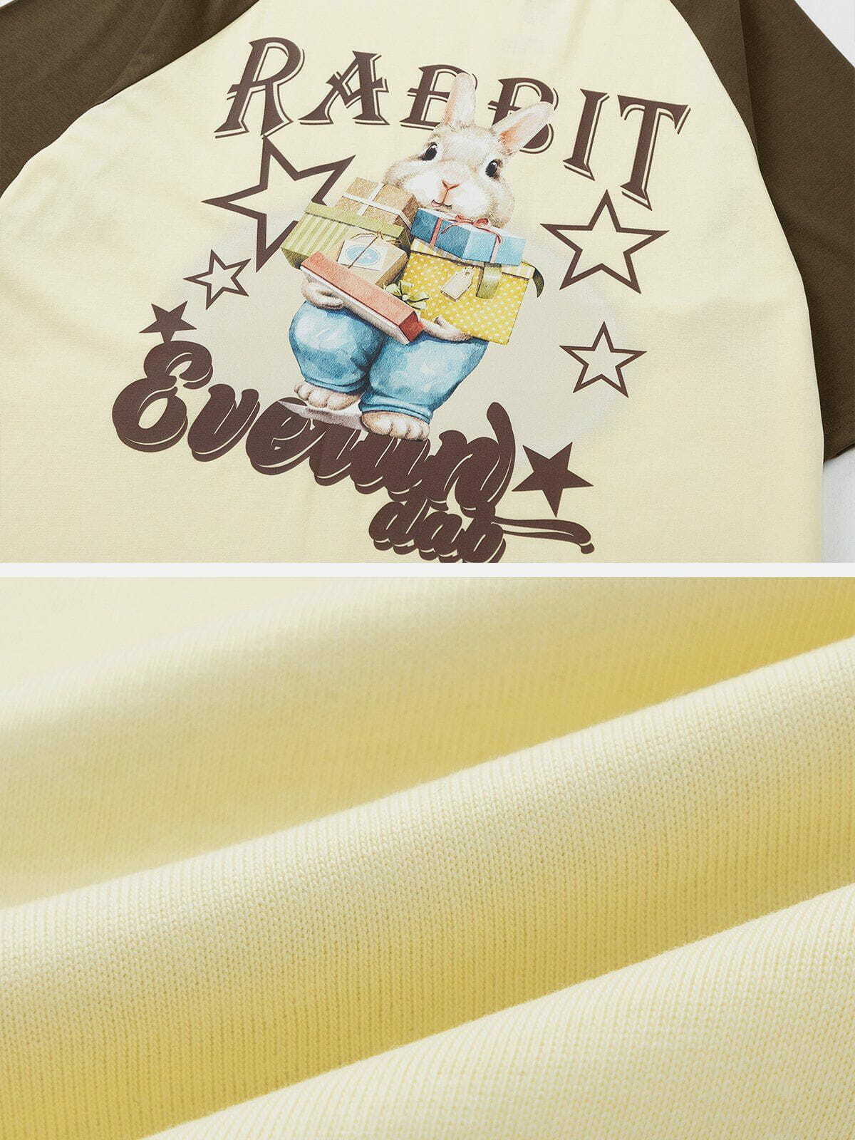 patchwork rabbit graphic tee quirky y2k streetwear 7299