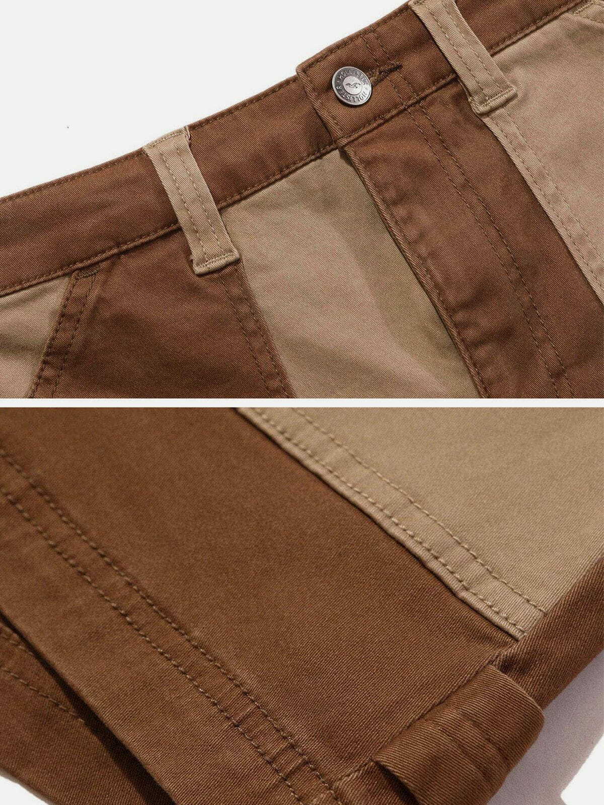 patchwork retro denim shorts edgy streetwear essential 4385