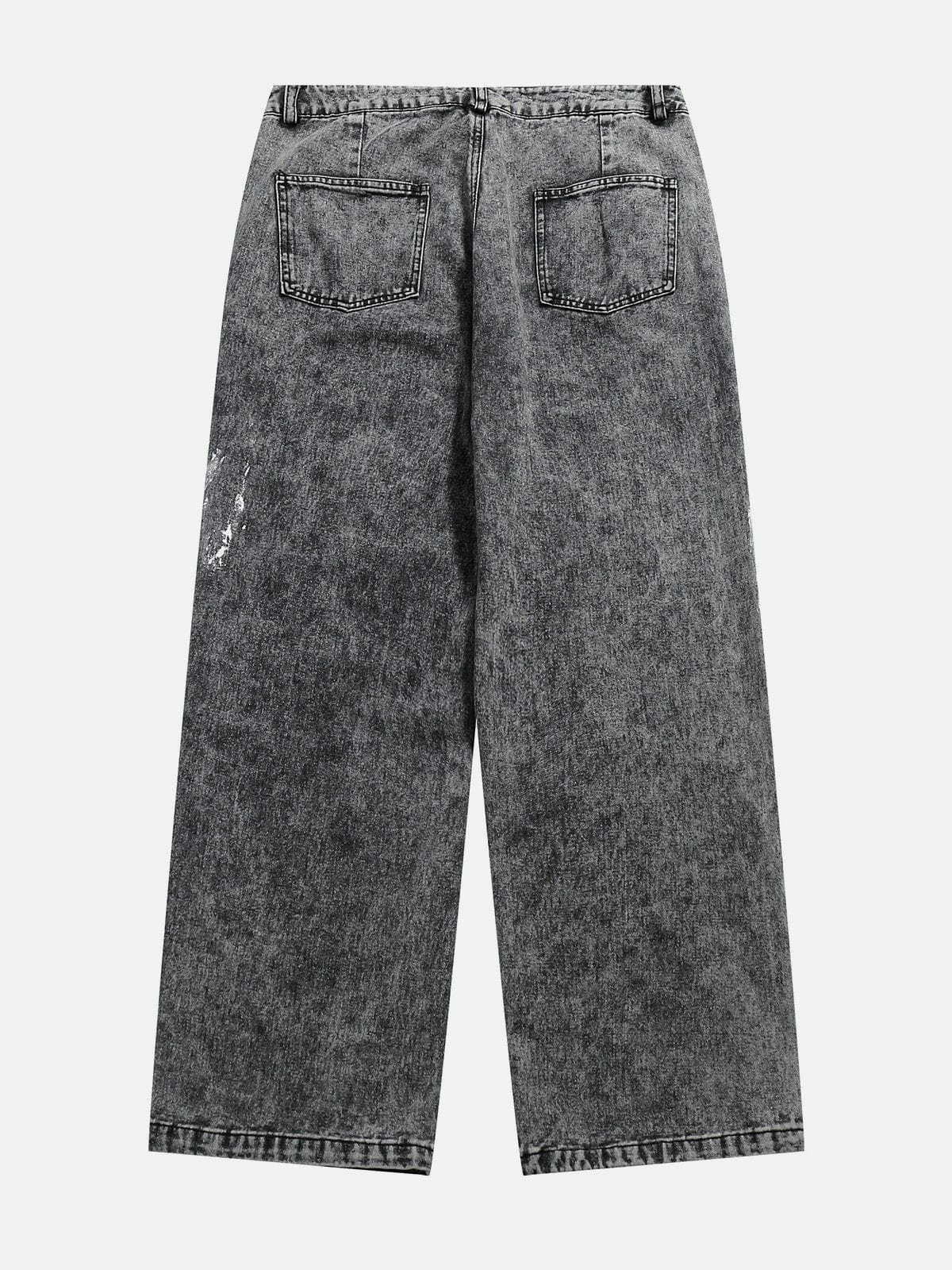 patchwork splash denim jeans edgy streetwear essential 6750