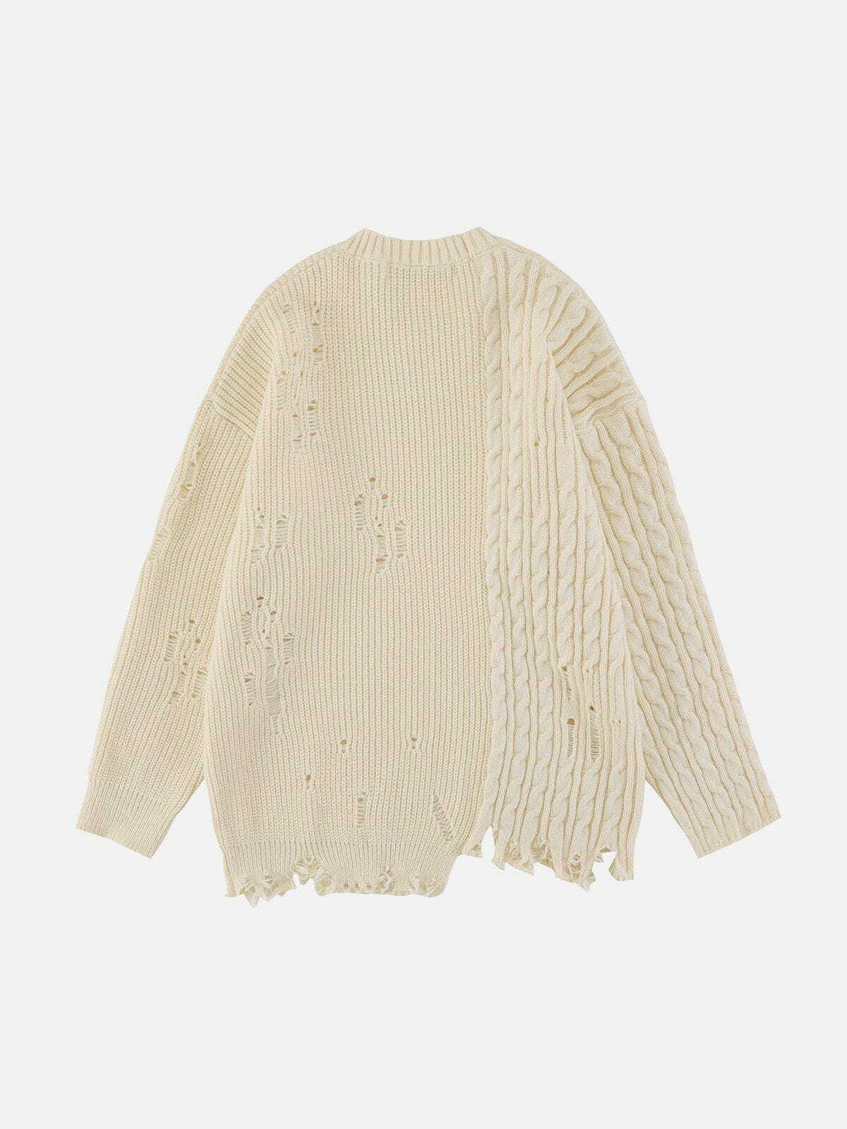 patchwork twist knit sweater edgy y2k streetwear 6091