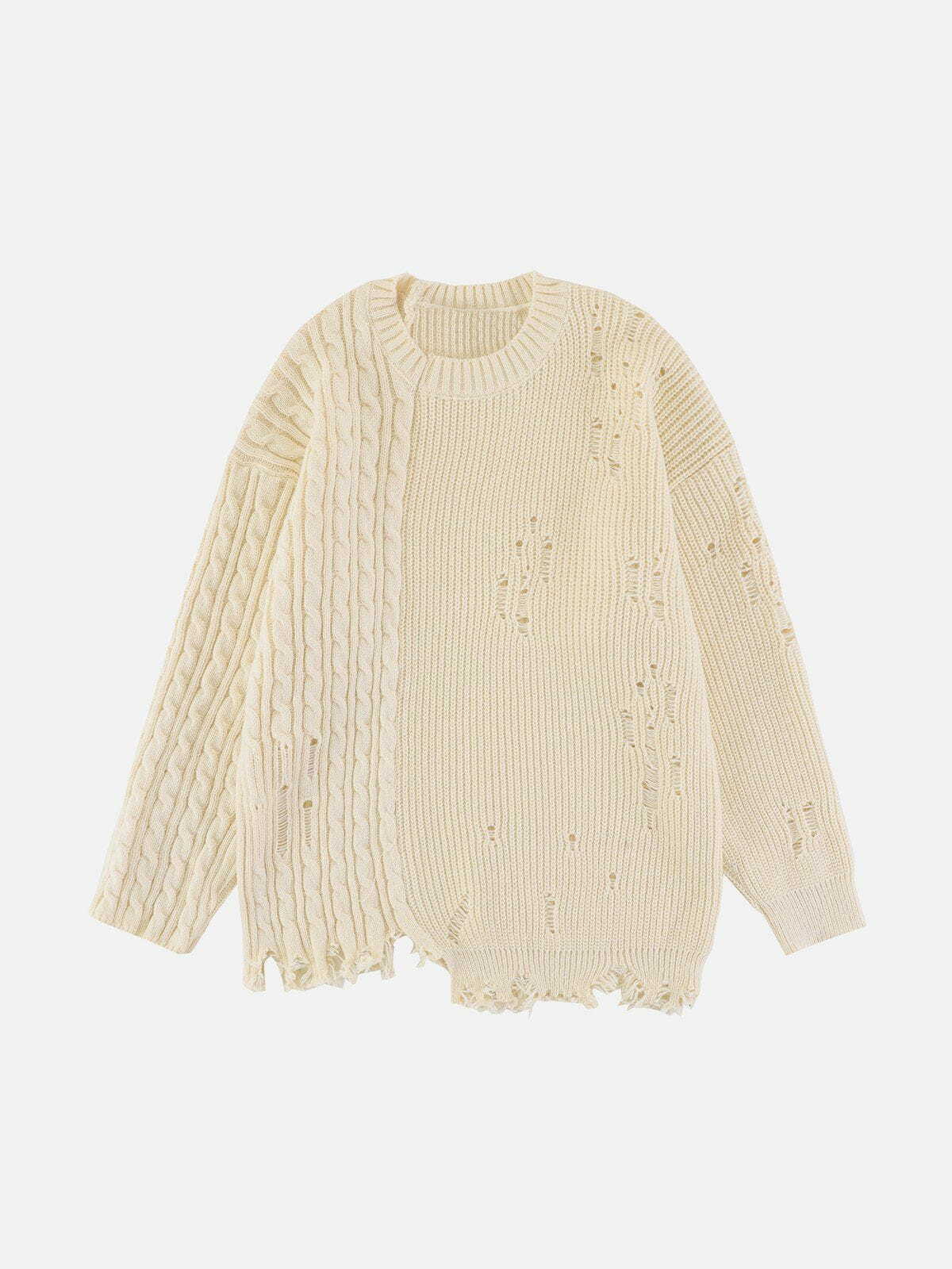 patchwork twist knit sweater edgy y2k streetwear 8287