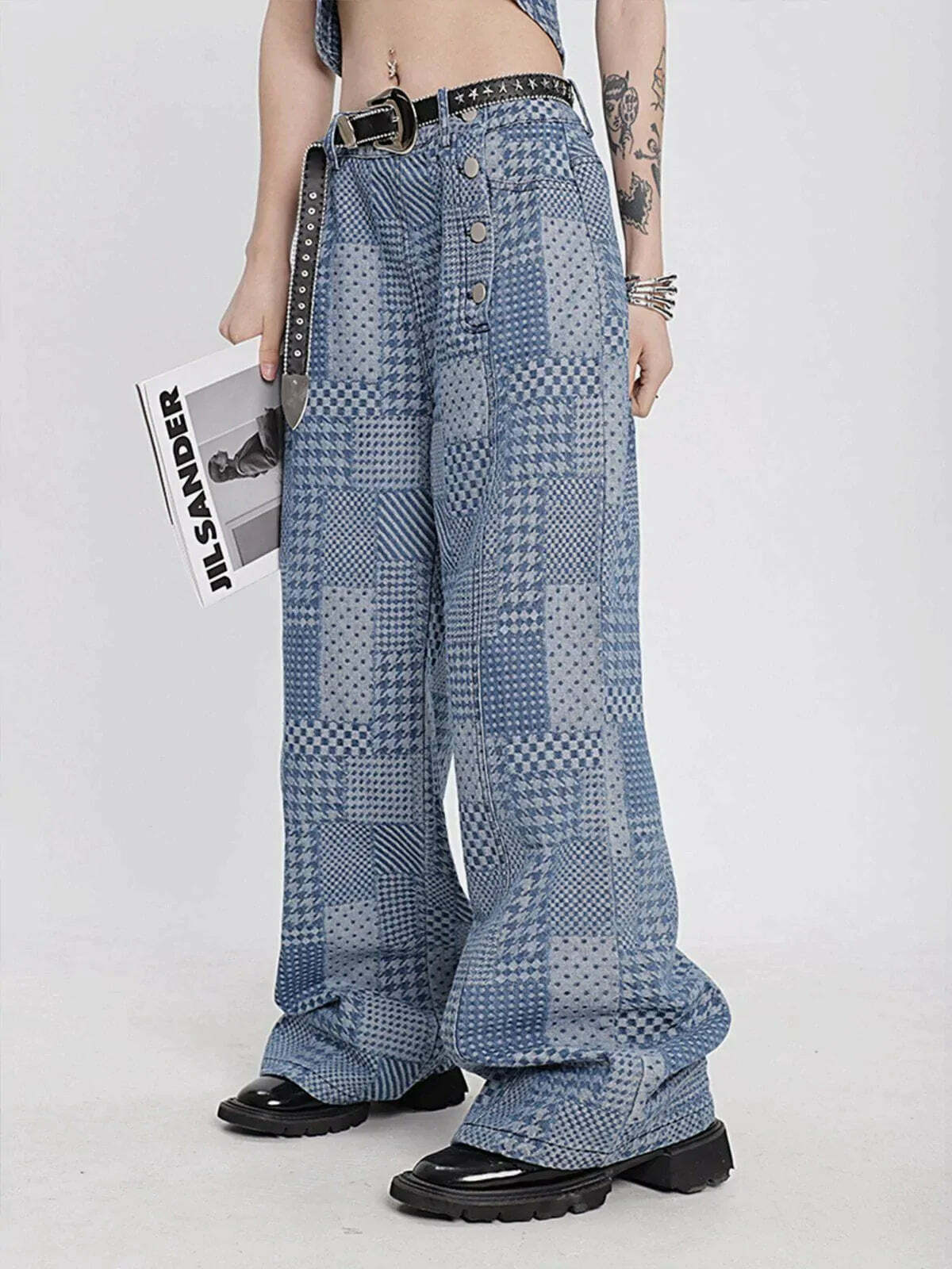 patchwork vintage denim jeans urban retro statement 2536