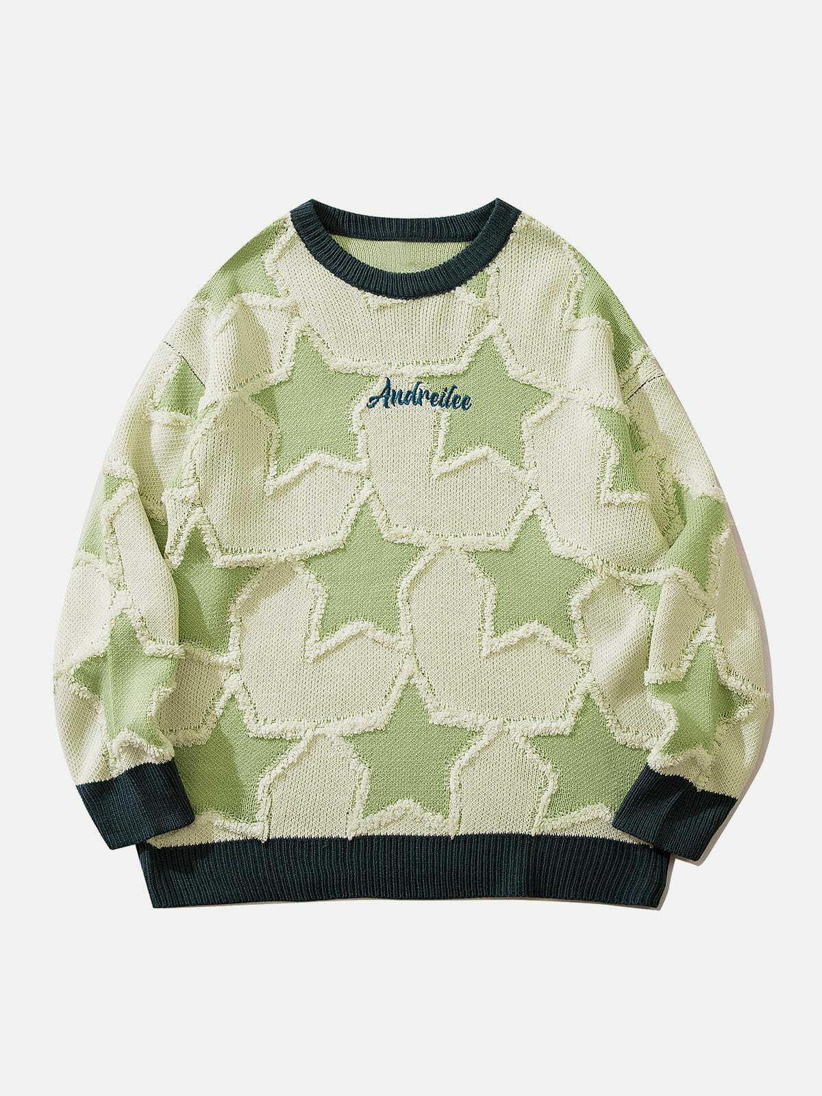pentagram embroidered sweater edgy & trendy streetwear 6628